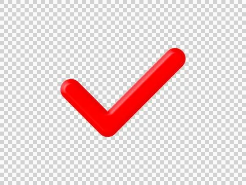 3d Red Check Mark Icon PNG Stock Illustration