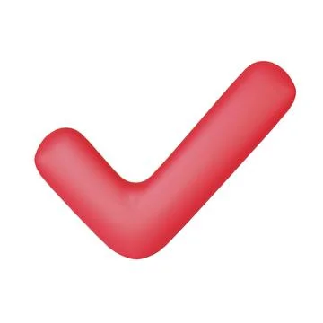 3D Red Check Mark Tick. Right Button. Isolated on white background. Illustrazione stock