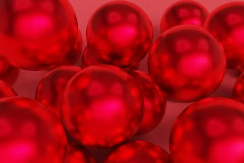 3D Red Christmas balls on red background. Premium luxury Christmas background Illustrazione stock
