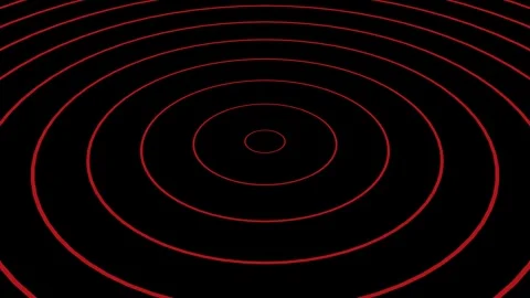 3D red circle line floor seamless loop background animation on black background. Stock Footage 327987261