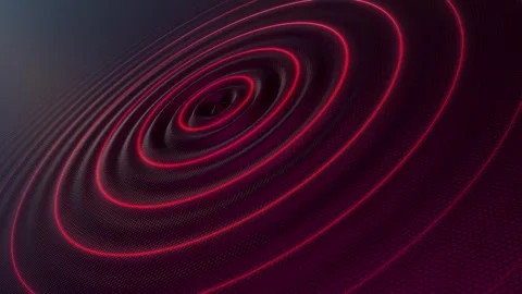3D Red Circular Audio Waves Stock Footage 262623552