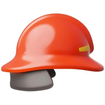 3D red construction safety hard hat, isolated on white background. Stock Illustration