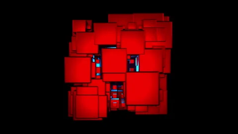 3D Red Cube Rotation Loop Stock Footage 285065466