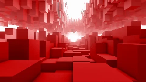 3d red cubes tunnel video loop Stock Footage 121372679
