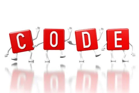 3D red cubes word - code Illustrazione stock