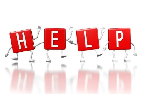 3D red cubes word - help Stock Illustration