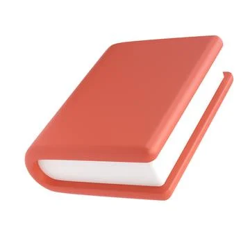 3d red cute empty notepad book stationery for school isolated background with 스톡 일러스트