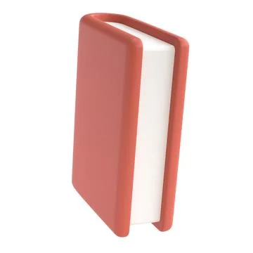 3d red cute empty notepad book stationery for school isolated background with Illustrazione stock