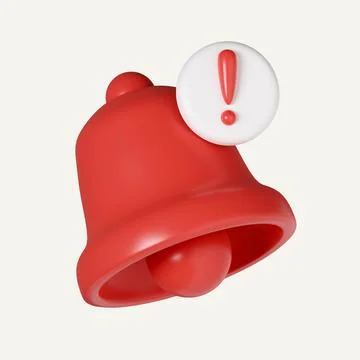 3d red danger attention bell. emergency notifications alert on rescue warning Stock Photos