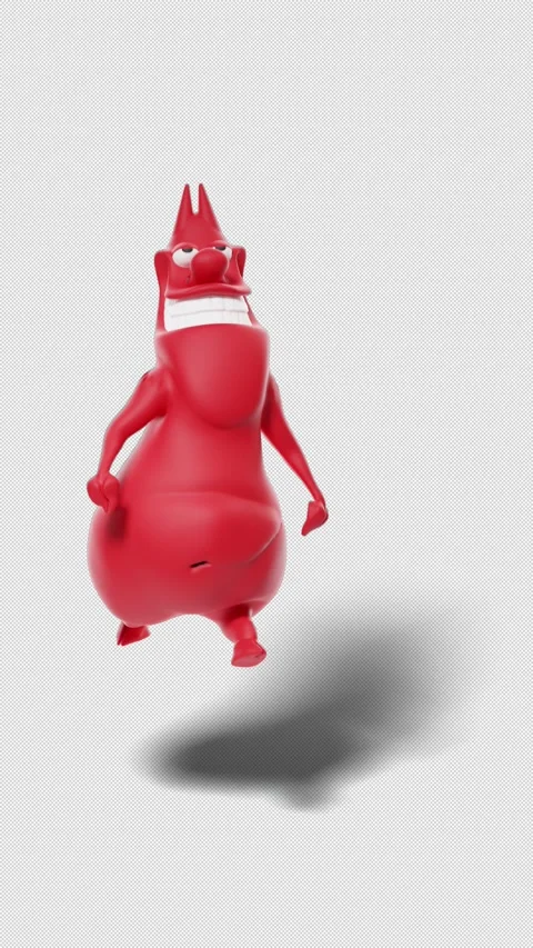 3D Red Devil Character Strut Walking In Place Profile View Seamless Loop Right Stock Footage 345506283