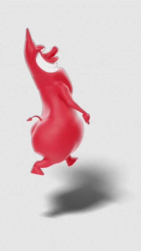 3D Red Devil Character Strut Walking In Place Profile View Seamless Loop Right Stock Footage 345506285