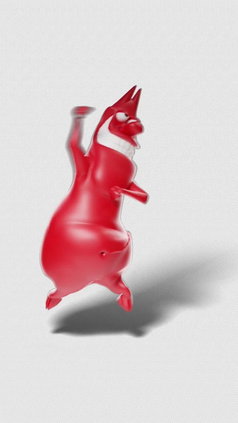 3D Red Devil Character Victory Jump In Place Seamless Loop Vertical Stock Footage 345639444