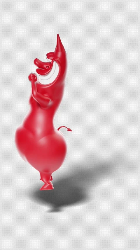 3D Red Devil Character Waving Hand In Place Profile View Seamless Loop Left Stock Footage 345588263
