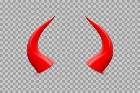 3d red devil horns of devilish scary monster from hell, realistic infernal demon Stock Illustration