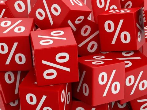 3d Red discount cubes. Illustrazione stock