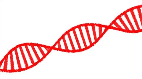 3d Red DNA strand. DNA structure isolated background. Illustrazione stock