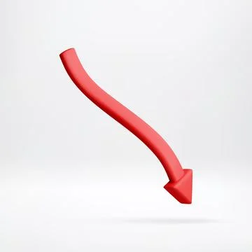 3D Red down arrow showing declining trend Stock Illustration