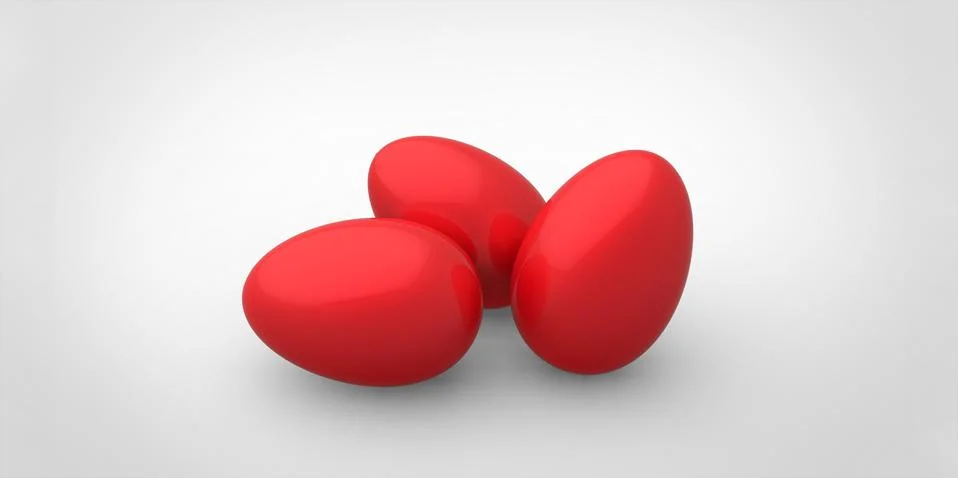 3d red easter eggs white background Illustrazione stock