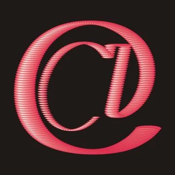 3D red email icon on black background Illustrazione stock