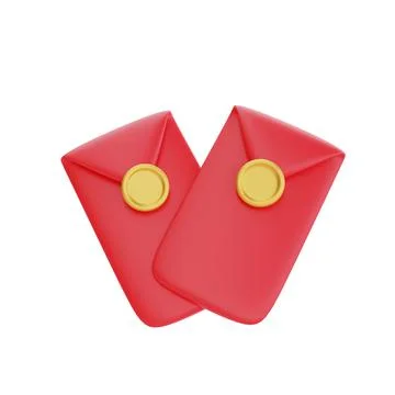 3D red envelope isolated, decoration for Chinese new year, Chinese Festivals, Stock Illustration