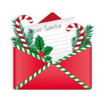 3d red envelope with letter to Santa 스톡 일러스트