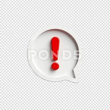 3d red exclamation mark inside comic speech bubble PSD Template