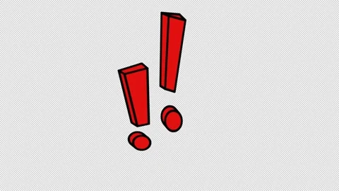 3D Red Exclamation Marks Warning Alert Animation Stock Footage 343732977
