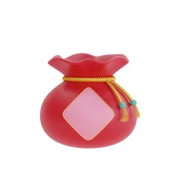 3D Red fortune bag isolated, decoration for Chinese new year, Chinese Festiva Stock Illustration