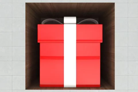 3d red gift box Illustration
