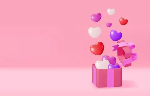 3D Red Gift Boxes with Big Heart イラスト素材