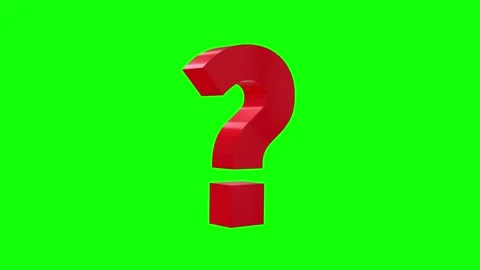 3D Red Glossy Question Mark Rotating Loop Animation on Green Screen Stock Footage 321331859