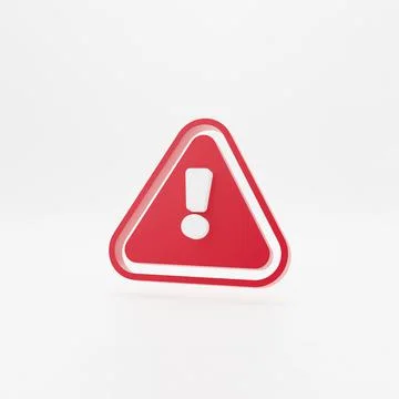 3d red hazard warning attention sign with exclamation mark symbol icon isolat Stock Illustration