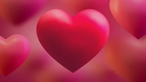 3d red heart balloon vector. Valentine background romantic design. Pink love Stock Illustration