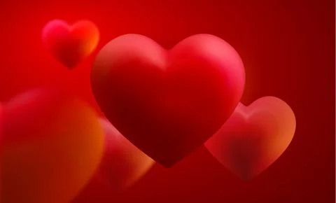 3d red heart balloon vector. Valentine background romantic design. Pink love Stock Illustration