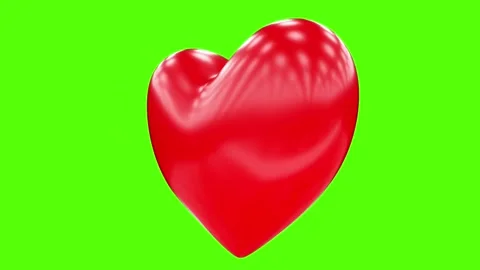 3D Red Heart Beating and Rotating on Green Screen Chroma Key Stock-Footage 335633922
