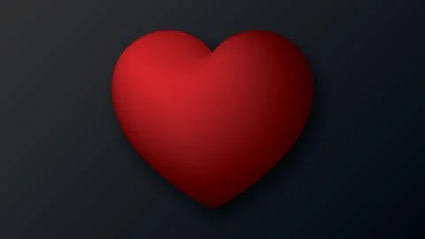 3D red heart on black background Stock Illustration