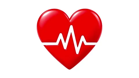 3D Red Heart with ECG Pulse Line Animation on White Background Vídeo Stock 345740549