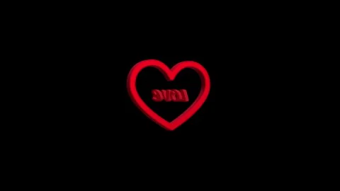 3d red heart frame with love text animation on black background. 4k video Stock Footage 341684989