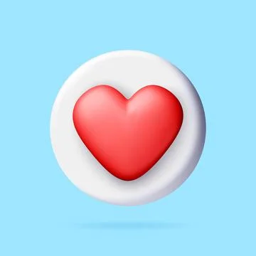 3D Red heart icon inside white circle. Illustrazione stock