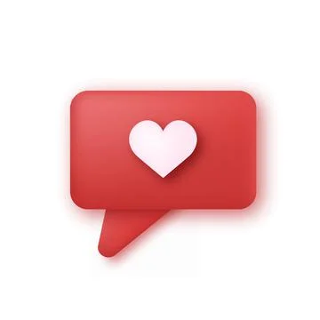 3d red heart message button. Vector Stock Illustration