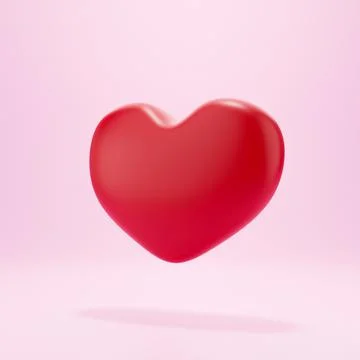 3d Red heart on pink background. heart icon, like and love 3d render illustra Stock Illustration