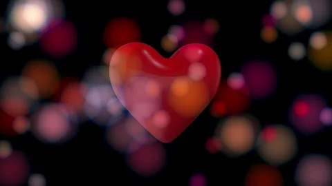3d red heart rotating on bokeh background, valentine concept Stock Footage 276609024
