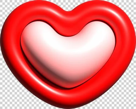 3D red heart shape, icon heart, love and like buttons for emoji, heart sticke Illustrazione stock