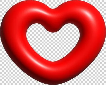 3D red heart shape, icon heart, love and like buttons for emoji, heart sticke Stock Illustration