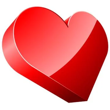 3D red heart vector icon isolated on white background. Stock Illustration