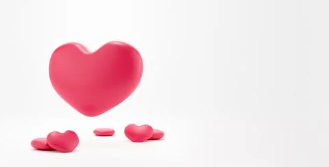 3d Red heart on white background. heart icon, like and love 3d render illustr Stock Illustration