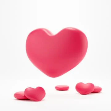 3d Red heart on white background. heart icon, like and love 3d render illustr Stock Illustration