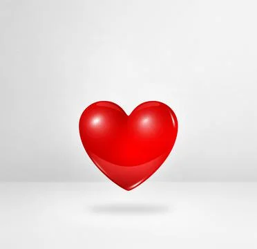3D red heart on a white studio background Stock Illustration