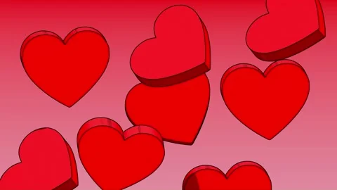 3D Red Hearts Animation on Gradient Background Stock Footage 339378490