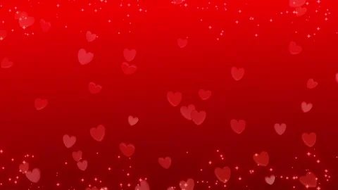 3D Red Hearts Floating with Twinkling Stars on Gradient Background Video stock 337955166
